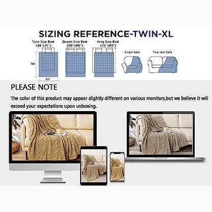 YUSOKI Sherpa Fleece Twin XL Size Blanket, Tan, 65"x90" | 3D Stylish Design,320GSM, Non-Shedding, Lightweight for All Season Use, stays fluffy after repeated washes, Perfect Gifts - color: Tan-(without Pillows), size: Twin XL (65" x 90")