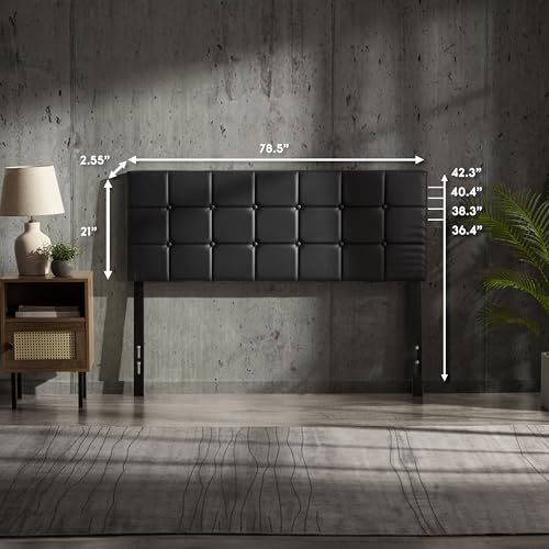 Hearth & Harbor Bed Headboard King Size, Button Tufted King Headboard Only, Modern Upholstered Headboards, Wall Mounted, Adjustable Height 34”-42”, Black - color: Black, size: King