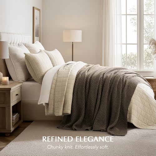 EVERGRACEHOME Chunky Chenille Knit Throw Blanket, 108x92, Mocha Brown | Sculpted Moss Stitch, Chic Modern Farmhouse, All-Season Warmth, OEKO-TEX® Certified, Oversized King for Couch, Bed, Sofa - color: Mocha Brown, size: 108" X 92"