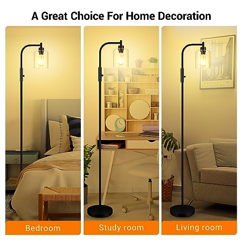 Dimmable Floor Lamp, Standing Lamp with Glass Lampshade, 6W LED Bulb Included, Modern Standing Lamp, Bright LED Lamp for Living Room and Bedroom, Office - color: Clear Glass
