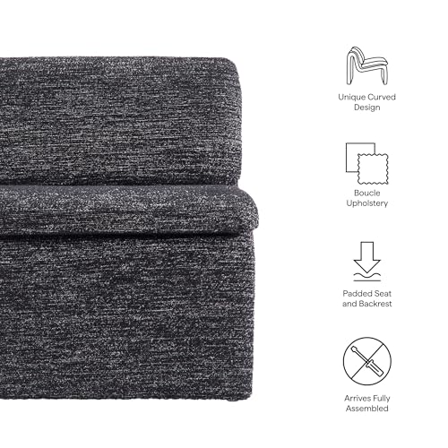 Modway Lume Curved Lounge Chair in Charcoal Boucle Fabric – Modern Upholstered Armless Accent Chair with Padded Cushion - Unique Slipper Chair for Bedroom or Living Room - color: Charcoal