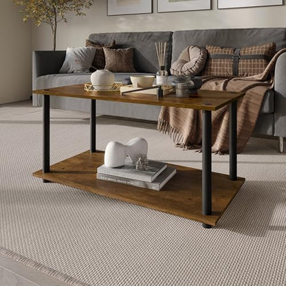 Coffee Table with Open Storage Shelf, Modern Design, Brown - color: Brown
