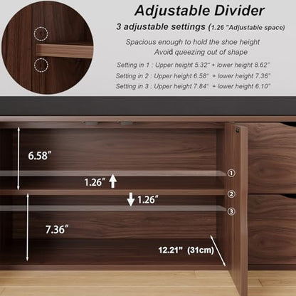 LVB 40” Entryway Bench with Padded Seat Cushion Shoe Bench with 2 Drawers | Wood Hidden Shoe Bench with 2 Drawers Cabinet, Industrial storage Bench for Foyer entrance Living Bedroom, Walnut Oak - color: Walnut Oak
