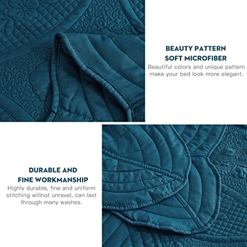 DaisyHuang Bedspread - Full Size Bedding Cover - Modern & Contemporary Coverlet Set, Real Stitching, Reversible, Lightweight, 5 Piece, Blue - color: Blue, size: Full(96"x110")