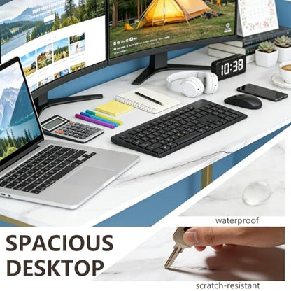 BestOffice Computer Desk,Home Office Desk, Modern Simple Style for Home Office Study Writing (Gold, 63 Inch) - color: Gold, size: 63 Inch