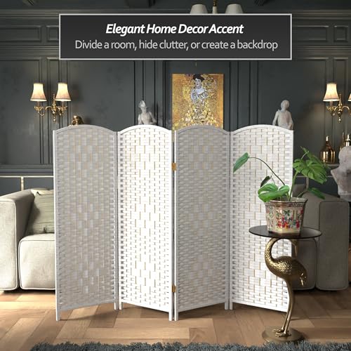 Red Lantern 4 ft. Short Diamond Weave Fiber Folding Screen - White - 4 Panel - color: White, size: 4 Panel