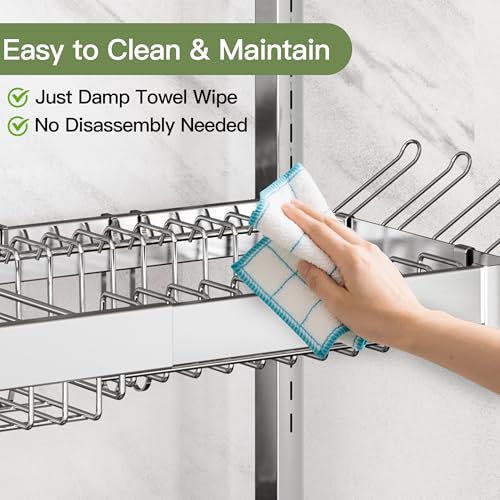 Over The Sink Dish Drying Rack, Extra Large Capacity Dish Drainer | 3 Tier Extra Large All Stainless Steel Expandable Plate Strainers, Rustproof Metal, Counter Space Saving, Modern Silver - color: Silver, style: Over Sink 3 Tier