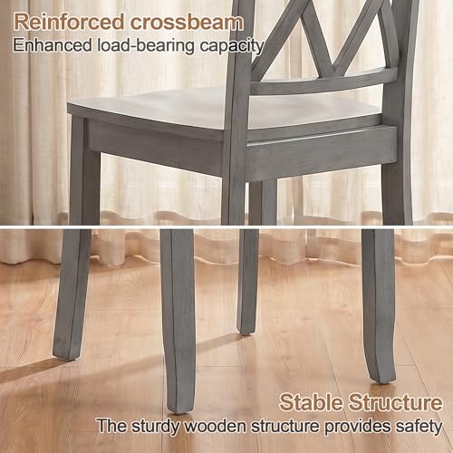 DUHOME Wood Dining Chairs Set of 2,Farmhouse Dining Side Chairs with Cross Back Wooden Kitchen Chairs for Home Kitchen, Dining Room Grey - color: Grey, size: 2pcs