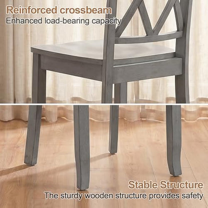 DUHOME Wood Dining Chairs Set of 2,Farmhouse Dining Side Chairs with Cross Back Wooden Kitchen Chairs for Home Kitchen, Dining Room Grey - color: Grey, size: 2pcs