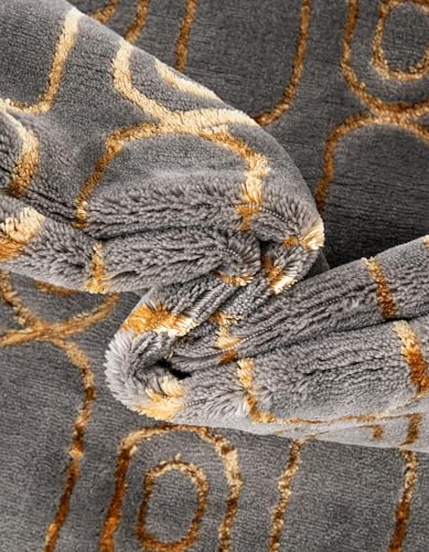 Rugs.com Vogue Geo Collection Rug – 2x3 Gray Medium-Pile Rug Perfect for Entryways, Kitchens, Breakfast Nooks, Accent Pieces - color: Gray and Gold, size: 2' x 3' Rectangular