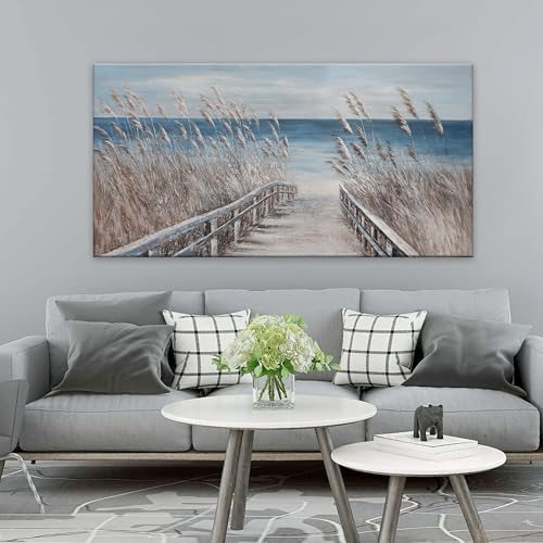 Dimpaga Canvas Wall Art Decor Large Wall Art for Living Room Vintage Coastal Wall Art Prints Landscape Beach Wall Art Decorations Blue Artwork for Walls Bedroom Office Kitchen Wall Decor 24" X 48" - color: Blue, size: 48"L x 24"W