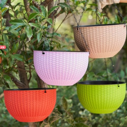 Rattan Styles Hanging Planter, Resin Small Hanging Flower Pot | Kangnice Rattan Styles Hanging Planter, Resin Small Hanging Flower Pot - color: Black
