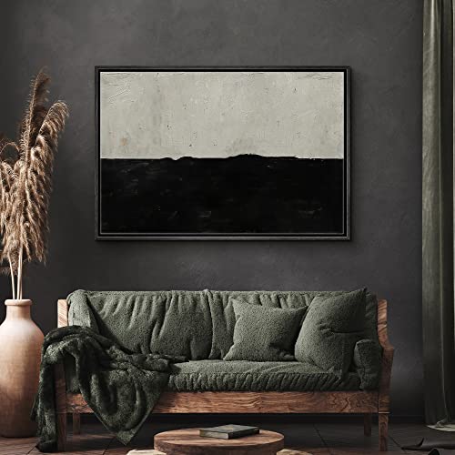 SIGNWIN Framed Canvas Print Wall Art Gray Dark Black Pastel Color Field Abstract Shapes Illustrations Modern Art Decorative Contemporary Chic Minimal for Living Room, Bedroom, Office - 16"x24" Black - color: A11-02-m41, size: 24"L x 16"W