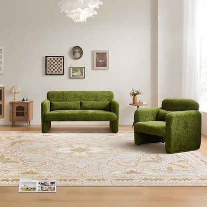59" W Loveseat Sofa, Modern Love seat Couch, Solid and Easy to Install, Upholstered 2-Seater Couch for Bedroom, Apartment, Living Room，Green - color: Green, size: 30.31"D x 59.08"W x 31.5"H