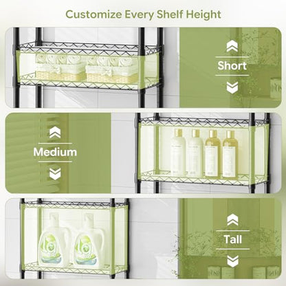 Simple Trending 4 Tier Over The Toilet Storage Rack, Bathroom Organizers and Storage Over Toilet with Adjustable Shelf and Basket, (Black) - color: 4-tier Black
