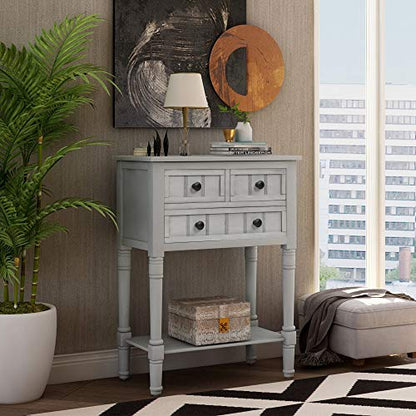 Knocbel Narrow Console Table with 3 Storage Drawers and Bottom Shelf, Entryway Hallway Foyer Slim Sofa Table for Small Spaces, Easy Assembly (Gray Wash) - color: Gray Wash
