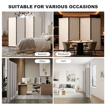 4 Panel Room Divider, 6FT Folding Privacy Screens(Beige, 4 Panel-88'') | Portable Partition Room Dividers, Freestanding Wall Divider for Office, Studio, Room Separation - color: Beige