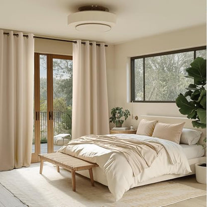 NICETOWN Biscotti Beige Light Blinds - Microfiber Grommet Thermal Insulated Shades for Kid's Room, Yard, Boys Room, Girls Room, Nursery - Lightweight, 1 Pair, W52 x L95 - color: Biscotti Beige, size: 52"W x 95"L (Pack of 2)