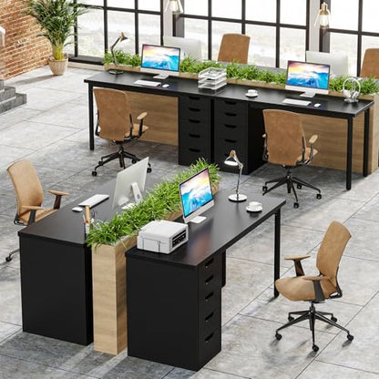 Tribesigns Computer Desk with 5 Drawers, 47 inches Rustic Brown Home Office Desk with Storage, Modern Simple Laptop Desk Study Writing Table for Small Spaces (1, Black) - color: Black