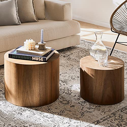 Walnut Nesting Coffee Table Set of 2 - color: Ca-walnut