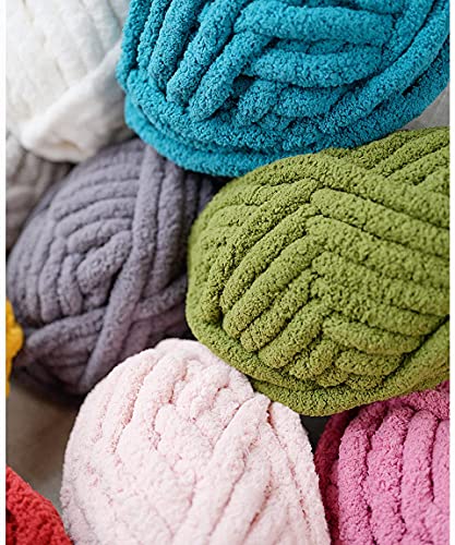 Chunky Knit Chenille Yarn for Hand Knitting Blankets, Super Soft Big Jumbo Blanket Yarn (Cyan) - color: Cyan