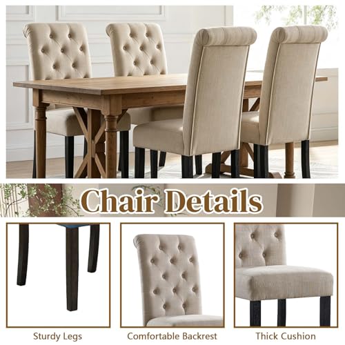 Anwick Beige Modern Accent Chair Set of 2, Mid Century Upholstered Living Room Chair with Wood Legs, Comfy Small Accent Chair with Back for Small Spaces, Office, Bedroom, Reading Spaces (Beige) - color: Beige
