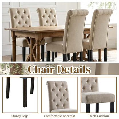 Anwick Beige Modern Accent Chair Set of 2, Mid Century Upholstered Living Room Chair with Wood Legs, Comfy Small Accent Chair with Back for Small Spaces, Office, Bedroom, Reading Spaces (Beige) - color: Beige