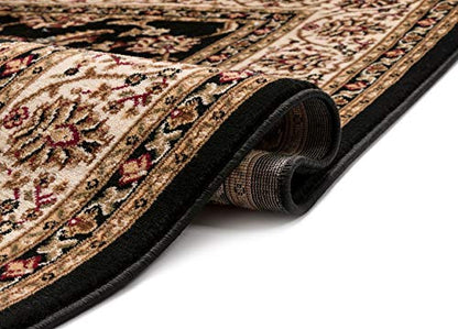 Well Woven Barclay Collection Sarouk Black 5 ft Round Rug - for Living Room, Bedroom, and Dining Room - color: Black, size: 5'3" (Round)