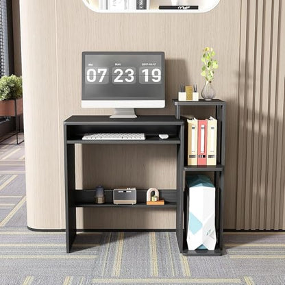 ALISENED Computer Desk with Storage Shelves, Home Office Desk with Monitor Stand, Small Writing Desk Table with Keyboard Tray,Study Table with CPU Stand for Small Spaces (35"-Black) - color: 35"-black
