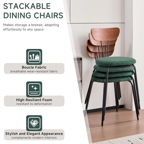 Stackable Guest Chairs Set of 4, Upholstered Waiting Room Chairs with Metal Legs for Reception, Breakroom, School, Meeting, Office - color: Dark Green, size: Set of 4
