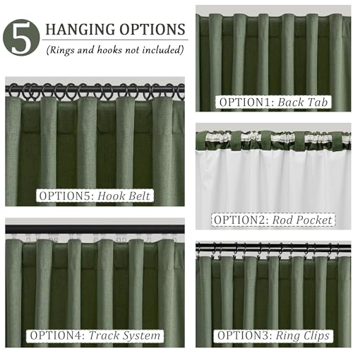 Blackout Curtains 42 Inch Long 2 Panels Set, Olive Green | Room Darkening, Thermal Insulated, Noise Reducing, Suitable for Bedroom, Living Room, Kitchen, Linen Textured, Rod Pocket - color: Olive, size: 50"W x 42"L (Pack of 2)