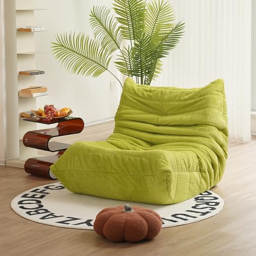 N&V Fireside Chair, Mid Century Armless Floor Sofa, Soft Premium Corduroy Floor Lounge Chair, Foam Sofa Accent Chair for Living Room Bedroom and Office, Lime - color: Lime