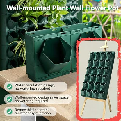 Living Wall Planter for Indoor Plants, Vertical Wall Planter System with 1 Stackable Pots, Wall Mounted Hanging Planter, Ventilation Design for Herbs, Succulents, Flowers (1Pot) - color: Green-1pcs