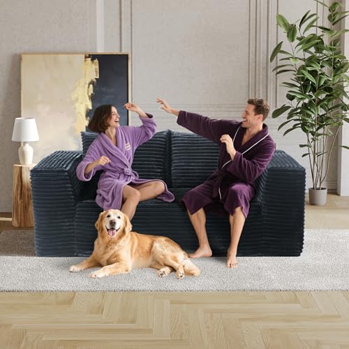 Loveseat Sofa, 71" Boneless Couch with 2 Lumbar Pillows, No Assembly | 2-Seater Foam Sofa for Living Room, Bedroom, Office, Dorm, Comfy Plush Corduroy