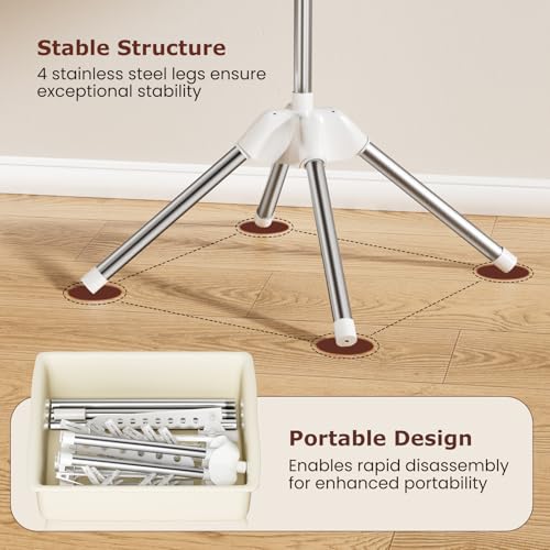 Abiglifty Rotatable and Foldable Clothes Drying Rack, Space Saving Free Standing Laundry Drying Rack for Indoor, Balcony, 2 Layer - size: 2 tier