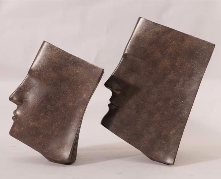 Nordic Retro Abstract Book Shape Face Sculpture, Resin, Modern Art Decor, Home Accent Figurine，2 Sizes to Choose from (Small Size) - size: small size