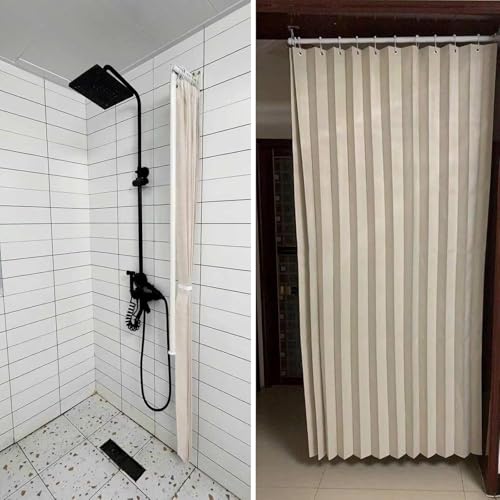Curtains for Room Divider & Metal Support Pole,Floor to Ceiling Room Divider Wall,Folding Partition Curtain,Blackout Privacy Partition Panels,Wall Mounted Curtains Tracks(B,29.5-43.3in/75-110cm)