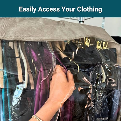 Garment Cover for Closet Rod and Portable Clothing Rack Shoulder Dust Cover - Protect Your Wardrobe in Style - Adjustable to fit 20" to 36" long - 6 Pack