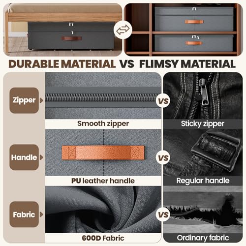 Under Bed Storage with Wheels, 2Pack 71L Under the Bed Storage Containers | Adjustable Underbed Drawer with Lids, Underbed storage Rolling Bin for Shoes, Clothes, Blankets, Grey - size: 8.5-11.5 inch height-grey