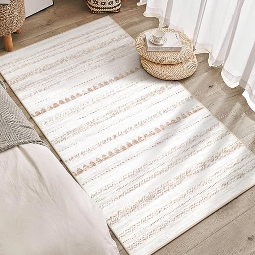 Nakagishi Boho 3x5 Area Rug Living Room Rugs Machine Washable Beige/Brown | Soft Underfoot, Stain Resistant, Carpet for Bedroom/Kitchen/Entryway/Hallway, Bathroom Pet & Kid Friendly Moroccan Farmhouse - color: Beige Brown, size: 3' X 5' (Rectangular)