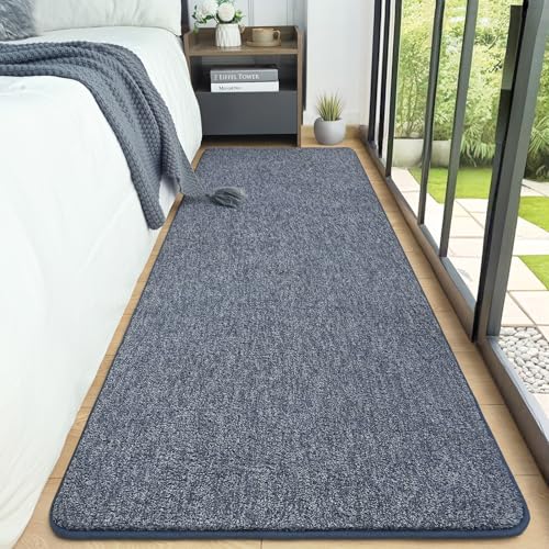 2x6 Runner Rug for Hallway, Long Runner Rugs Non Slip, Blue | Soft Washable Memory Foam Carpet for Bedroom, Non Slip Backing Runners Rug for Hallways, Kitchen, Bathroom, Entryway Home - color: Navy Blue and White, size: 2' x 6' (Runner)