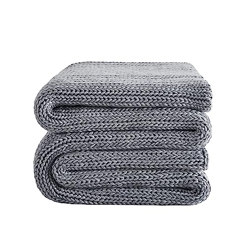 L'AGRATY Knitted Weighted Blanket - 48"x72" 12lbs Cooling Chunky Knit Heavy Blanket for Adults Braided Crochet Throw Thick Cable Yarn Knit Decorative No Beads Evenly Weighted Machine Washable | No Beads Evenly Weighted Machine Washable Chunky Braided Croc