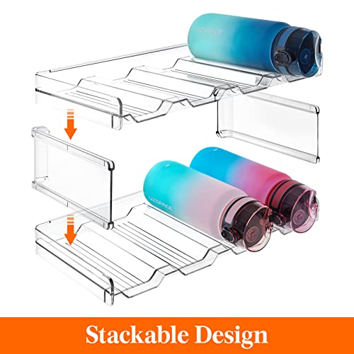 Lifewit Stackable Water Bottle Organizer for Cabinet, Plastic Bottle Holder Fits Bottles/Tumblers up to 3.8" Diameter for Pantry/Countertop, 4 Tier Holds 16 Bottles 41 x 20 x 34 cm/16 x 8 x 13.4 - size: 4 Tier-16 Bottle