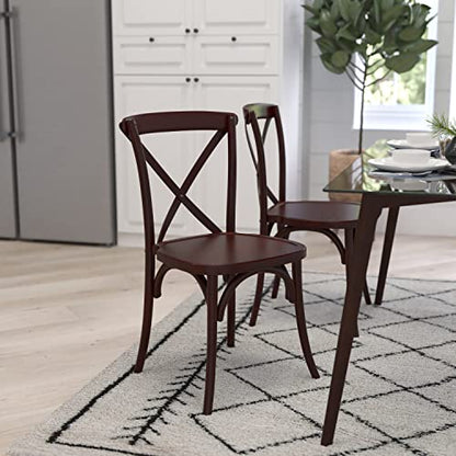 Merrick Lane Bardstown X-Back Bistro Style Wooden Dining Chair for Kitchens and Dining Rooms, High-Back Wood Stackable Kitchen Chair, Walnut - color: Walnut