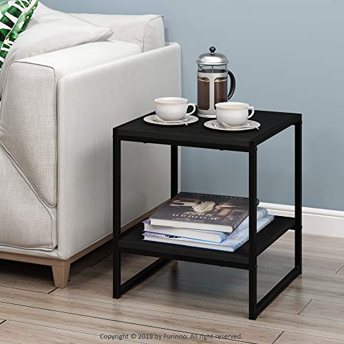 FURINNO Camnus Modern Living 2-Tier End Table, Americano, 15.9 in x 15.75 in x 18 in - color: Americano, size: 2-Tier, 15.9" Square