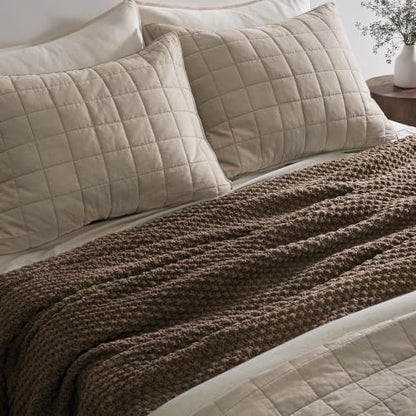 EVERGRACEHOME Chunky Chenille Knit Throw Blanket, 90 x 90, Cocoa Brown | Sculpted Moss Stitch, Chic Modern Farmhouse, All-Season Warmth, OEKO-TEX® Certified, Oversized Queen for Couch, Bed, Sofa - color: Cocoa Brown, size: 90" X 90"