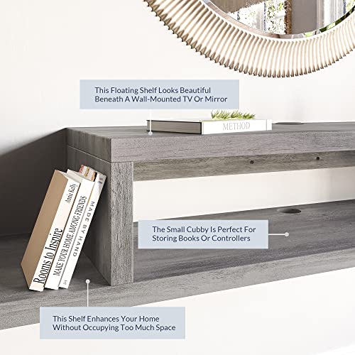 Floating Wall-Mounted TV Console by Belleze - color: Gray Wash, style: Motif