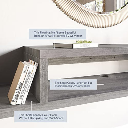 Floating Wall-Mounted TV Console by Belleze - color: Gray Wash, style: Motif