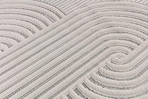 Modern Runner Rug 2x7 Luxury Swirl Curved Micro Loop Hallway Rugs Soft High-Low Pile Stain Resistant Easy to Clean Non-Shedding Durable Entryway Kitchen Indoor Area Carpet (White) - color: Curved / White, size: 2' x 7' (Rectangular)