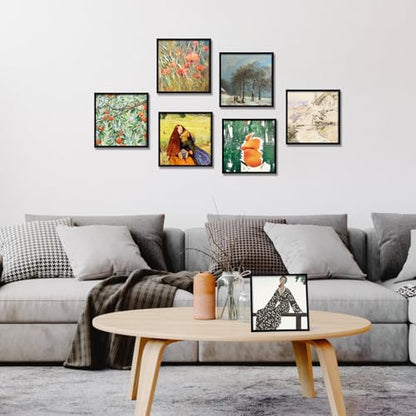 Giftgarden 12x12 Picture Frame Black Set of 16, Matted to 8x8 Photo with Mat, Lightweight Square Gallery Frames for Wall Hanging Display - color: Black*16, size: 12x12